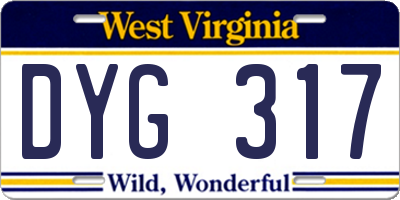 WV license plate DYG317