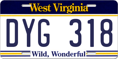 WV license plate DYG318