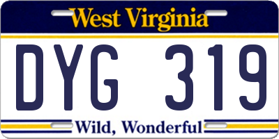 WV license plate DYG319