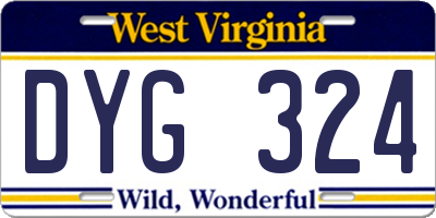 WV license plate DYG324