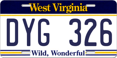 WV license plate DYG326