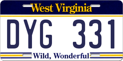 WV license plate DYG331