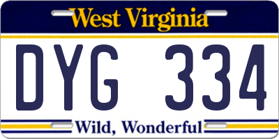 WV license plate DYG334