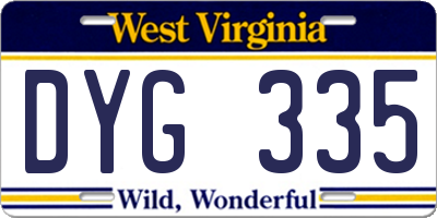 WV license plate DYG335