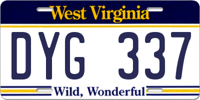 WV license plate DYG337