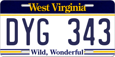 WV license plate DYG343