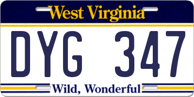 WV license plate DYG347