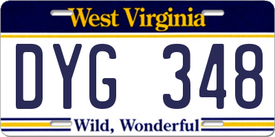 WV license plate DYG348