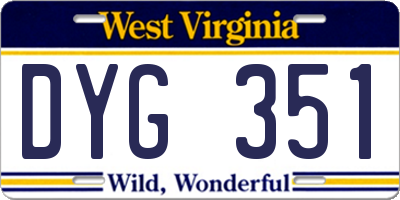 WV license plate DYG351