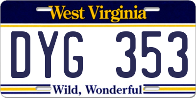 WV license plate DYG353