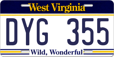 WV license plate DYG355