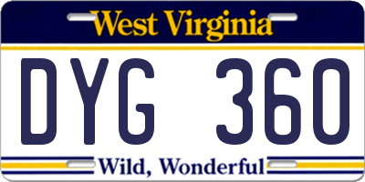 WV license plate DYG360