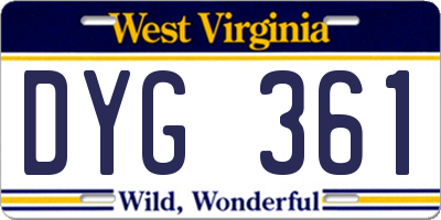 WV license plate DYG361