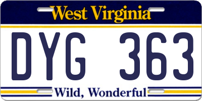 WV license plate DYG363