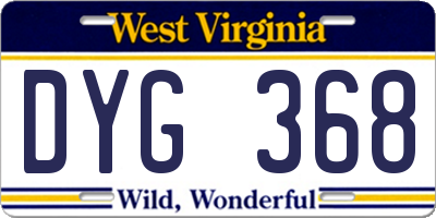 WV license plate DYG368