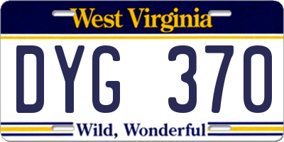 WV license plate DYG370