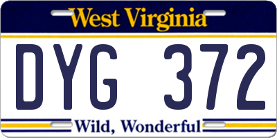 WV license plate DYG372