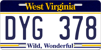 WV license plate DYG378