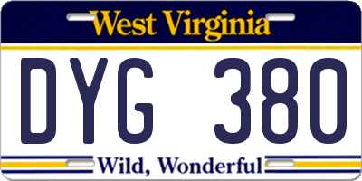 WV license plate DYG380