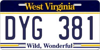 WV license plate DYG381