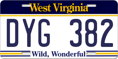 WV license plate DYG382