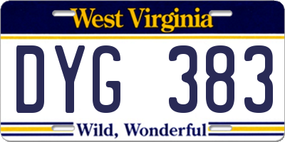 WV license plate DYG383