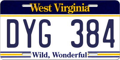 WV license plate DYG384