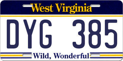 WV license plate DYG385