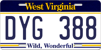 WV license plate DYG388
