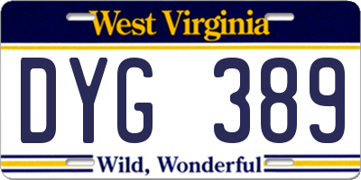 WV license plate DYG389