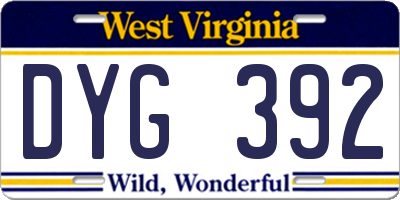 WV license plate DYG392
