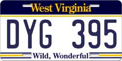 WV license plate DYG395