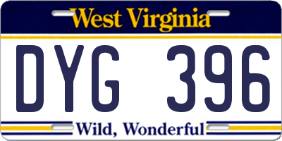 WV license plate DYG396