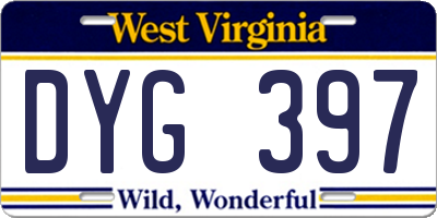WV license plate DYG397