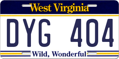 WV license plate DYG404