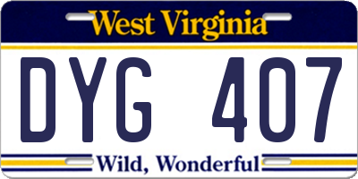 WV license plate DYG407
