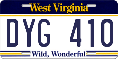 WV license plate DYG410