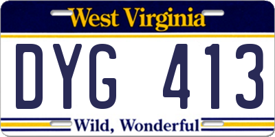 WV license plate DYG413