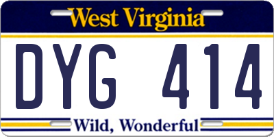 WV license plate DYG414