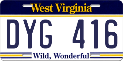 WV license plate DYG416