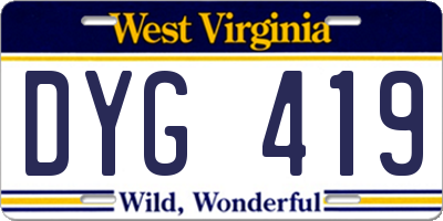 WV license plate DYG419
