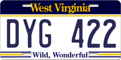 WV license plate DYG422