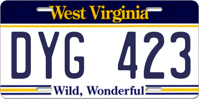WV license plate DYG423