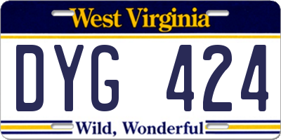 WV license plate DYG424