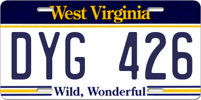 WV license plate DYG426
