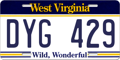 WV license plate DYG429