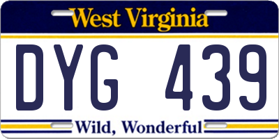 WV license plate DYG439