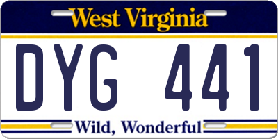 WV license plate DYG441