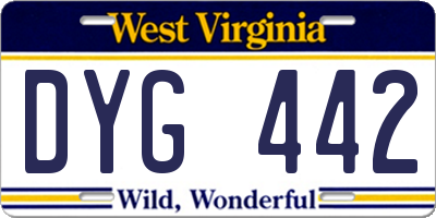 WV license plate DYG442