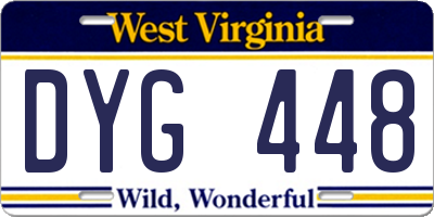 WV license plate DYG448